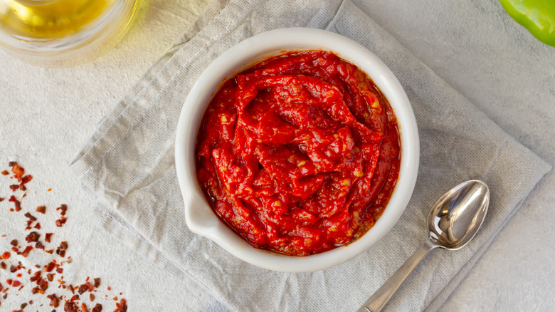 Bowl of harissa sauce 