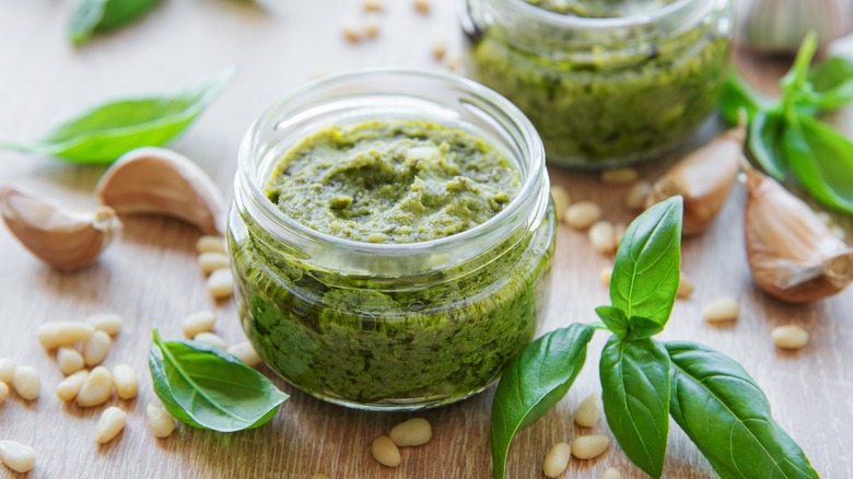 Bowl of fresh pesto 