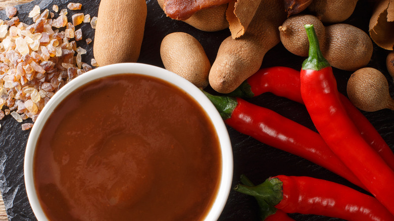 Tamarind chutney in bowl