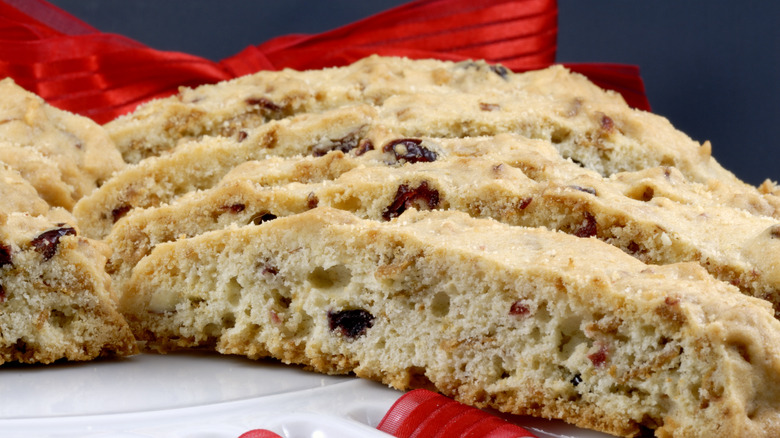 Biscotti on white tray