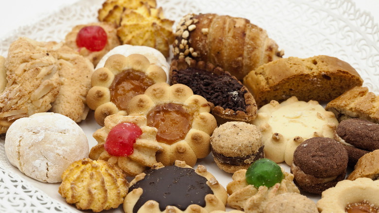 Tray of Italian cookies on table