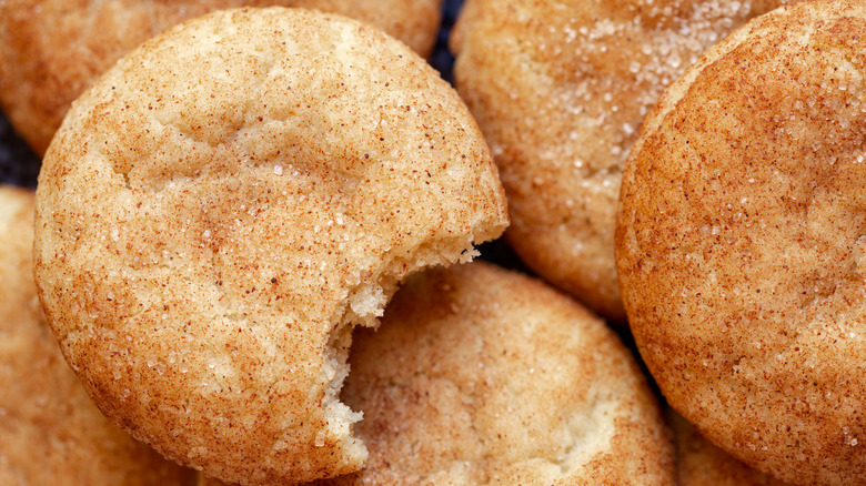 Snickerdoodle cookies with bite missing