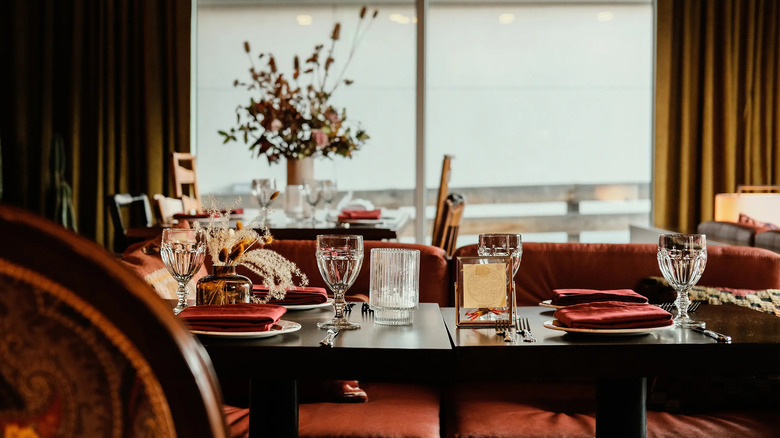 Wildflower restaurant interior with glasses