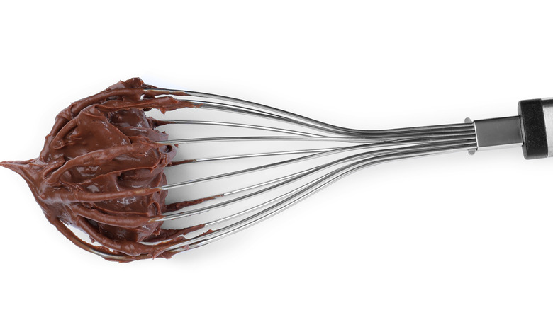 Chocolate on balloon whisk