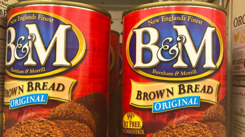 Canned bread on shelf