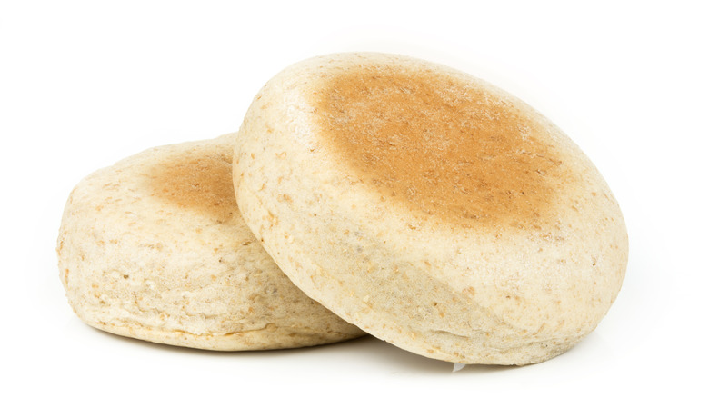 English muffins on white background