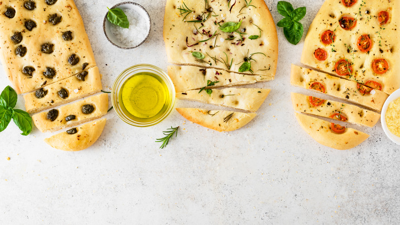 Focaccia types on plate