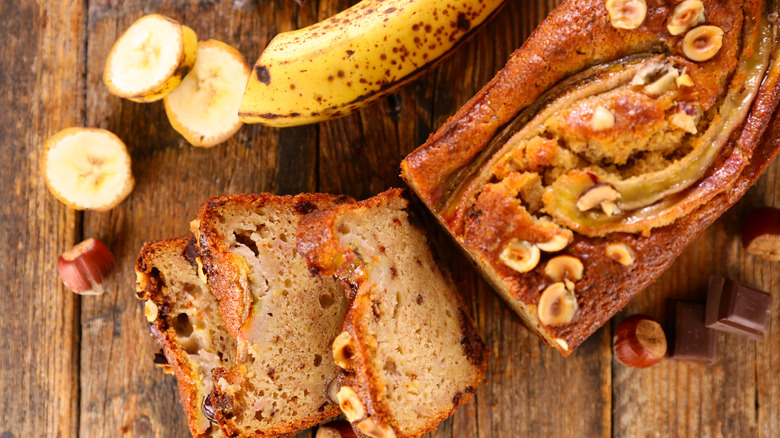 Banana bread on tray