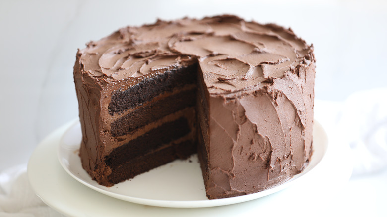 Devil's food cake on plate