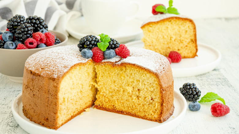 Sponge cake on table