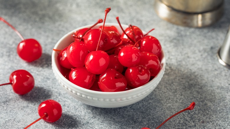 bowl of maraschino cherries