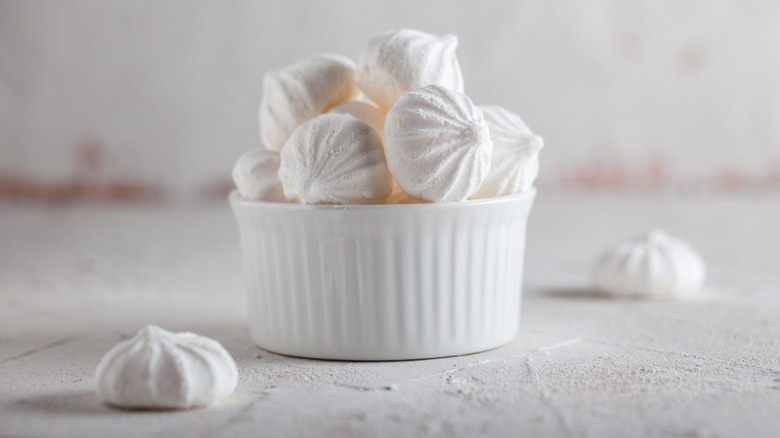 White French meringues in ramekin