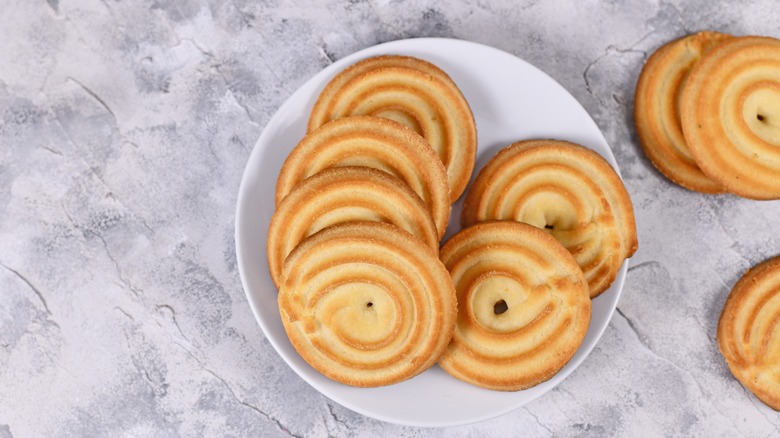 Spritz biscuits on plate