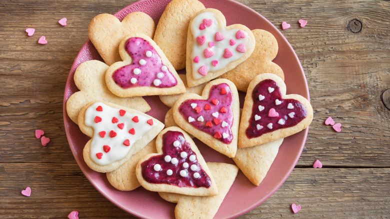 Heart shaped frosted sugar cookies