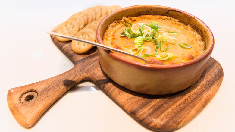 Crab dip in ceramic bowl