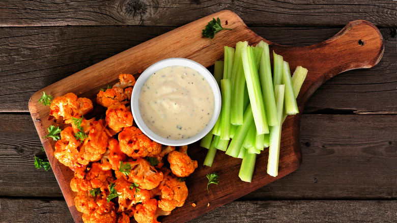 Ranch dip with buffalo cauliflower