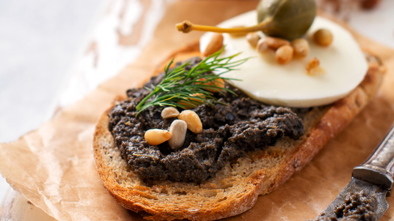 Olive tapenade on bread