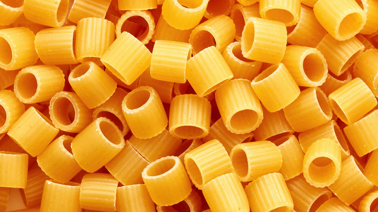 Pile of dry ditalini pasta