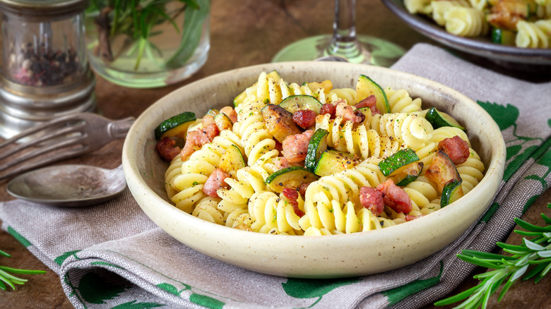 Bowl of fusilli pasta