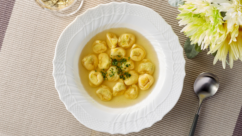 Tortellini in a broth