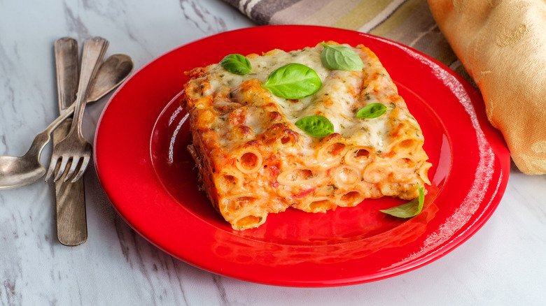 Baked lasagna-style ziti