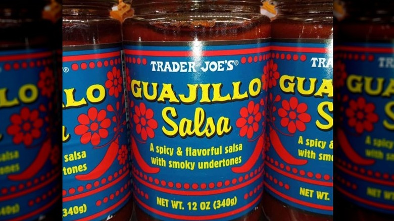 Guajillo salsa jar in row