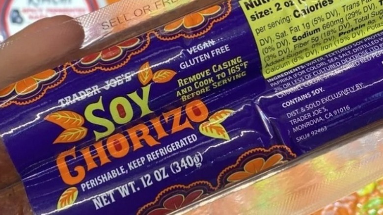 Soy Chorizo pack Trader Joe's