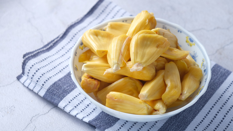 Jackfruit pieces in a bowl