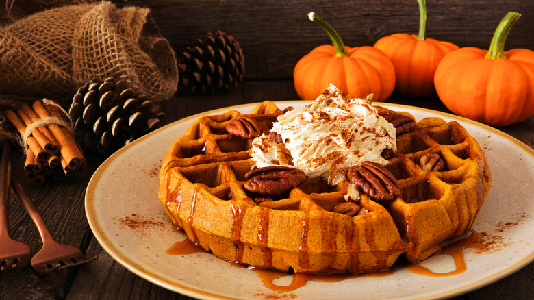 Pumpkin waffles with nuts