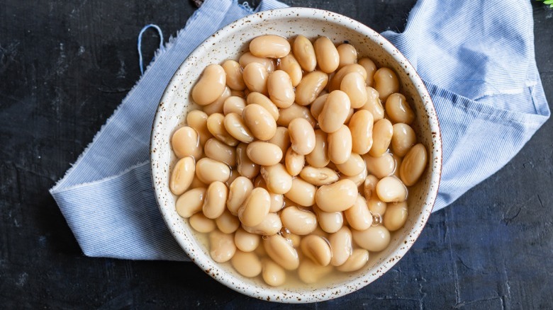 Bowl of boiled white beans