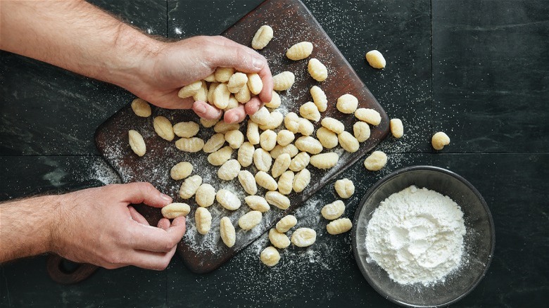 Homemade gnocchi on board