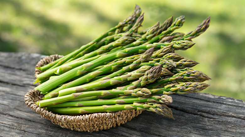 asparagus in a woven basket