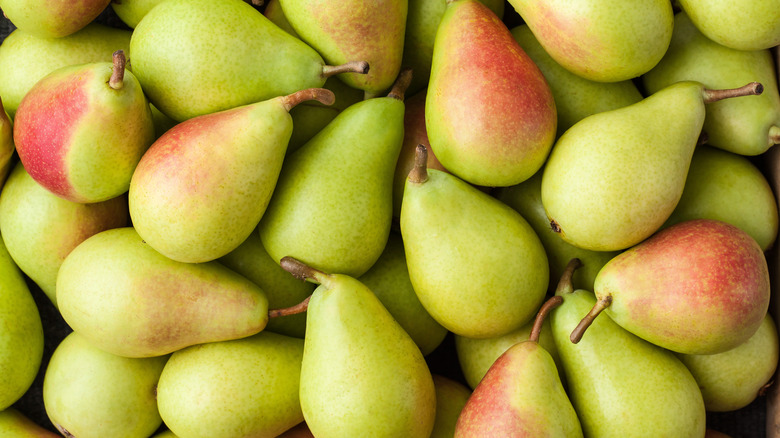 red and green pears