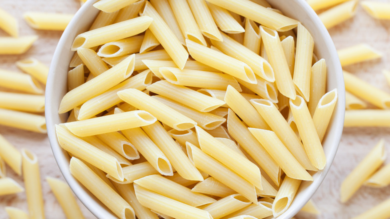 Bowl of dried penne