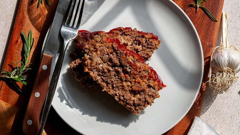 sliced meat loaf on plate