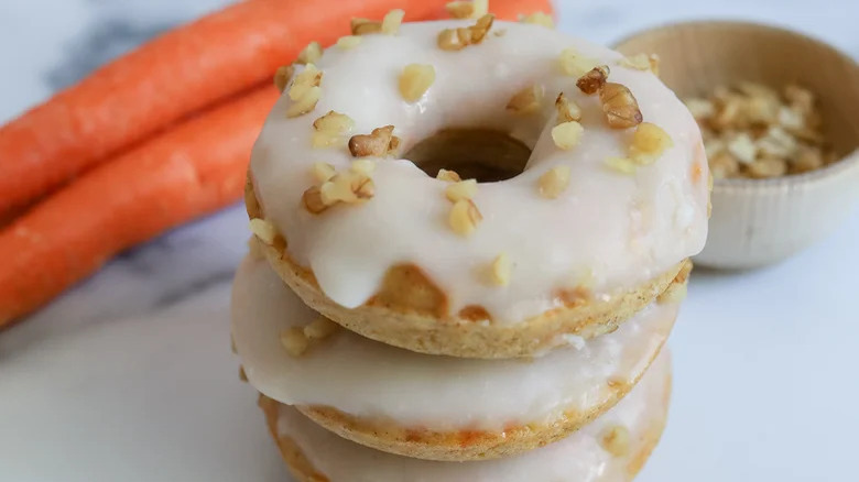 Carrot cake donuts on table