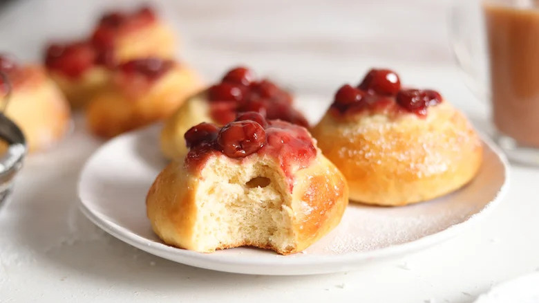 Cherry cinnamon kolaches on plate