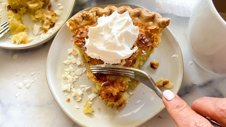 slice of coconut custard pie