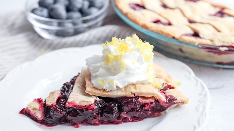 lemon blueberry pie on plate