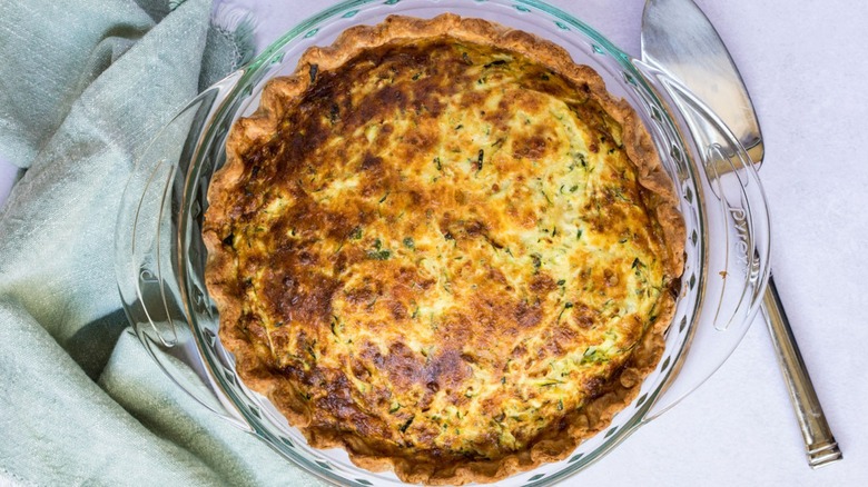 zucchini pie in glass dish