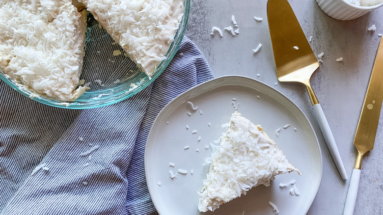 white Christmas pie on plate