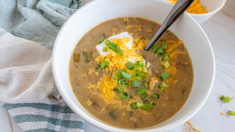 Potato leek soup bowl 