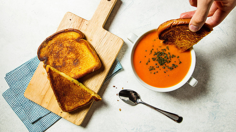 Tomato soup and grilled cheese