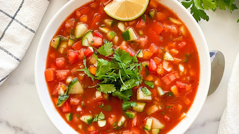 Bowl of cold Meixcan gazpacho