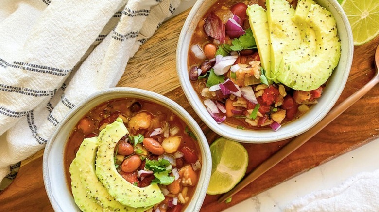 Mexican rice soup two bowls