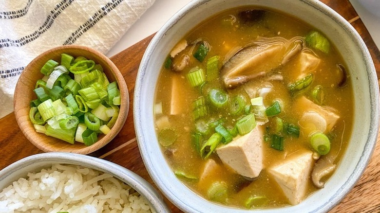 Vegetarian miso soup with tofu