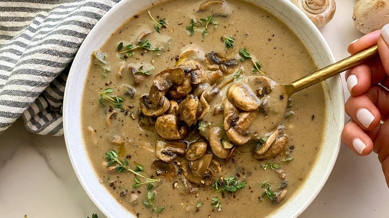 Cream of mushroom soup bowl