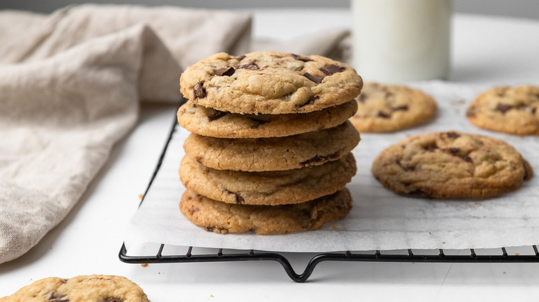 stack of chocolate chip cookies