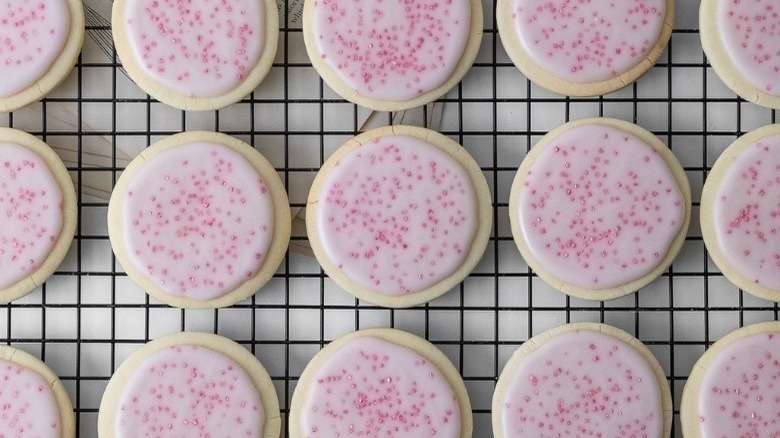 sugar cookies with pink icing