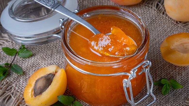 Jar of apricot jam